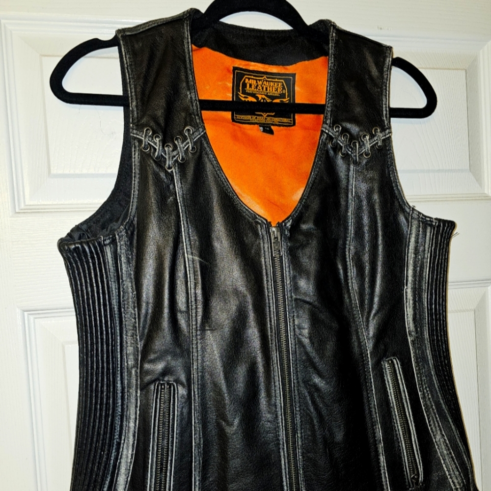 Leather riding vest